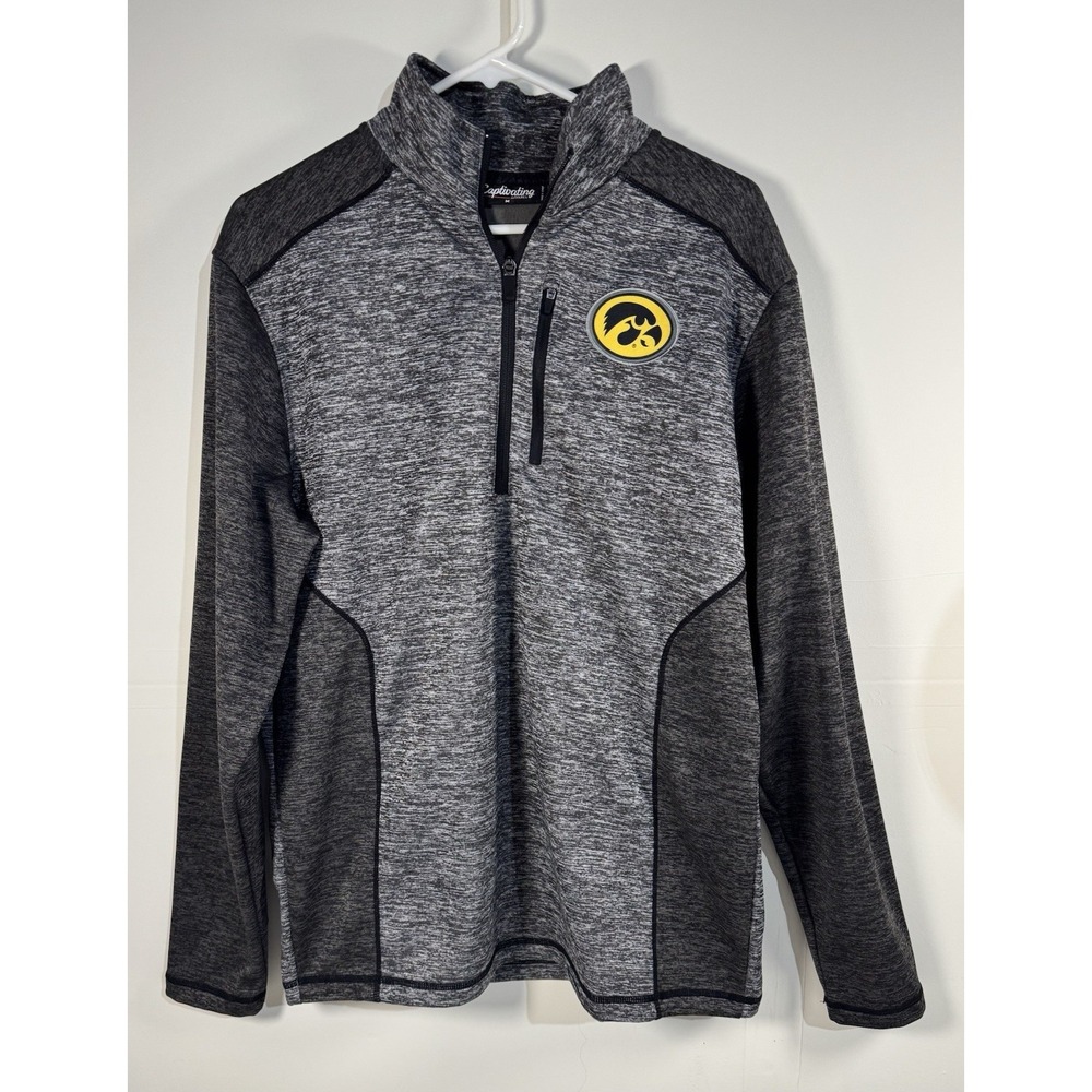 Iowa Hawkeyes Logo Mens Large 1/4 Zip Gray Thermal Captivating Apparel Sz Medium